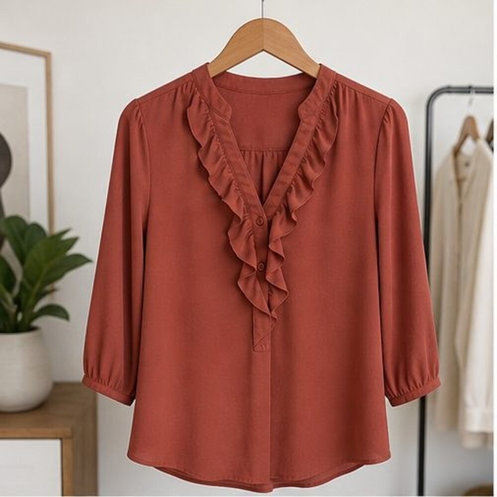 Rust Smocked Top